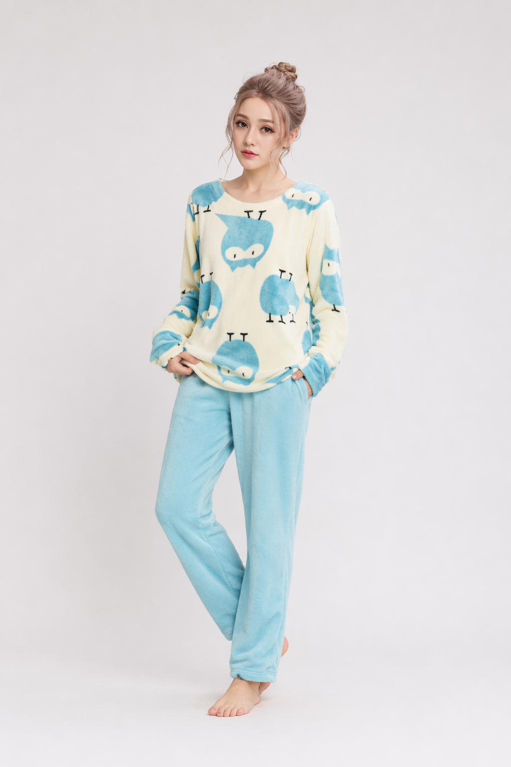 Adorable Fuzzy Pajama Sets for a Cozy Kawaii Look Blue Owl