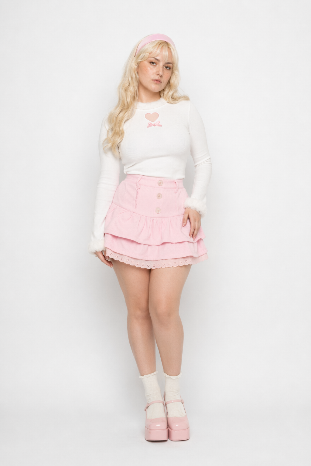 Fairycore Outfit with 50cm Waist Skirt for an Angelic Ensemble White Turtleneck