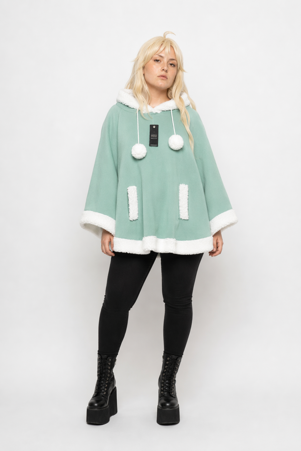 Cozy Kawaii Poncho in Assorted Colors for Daily Snuggles Green