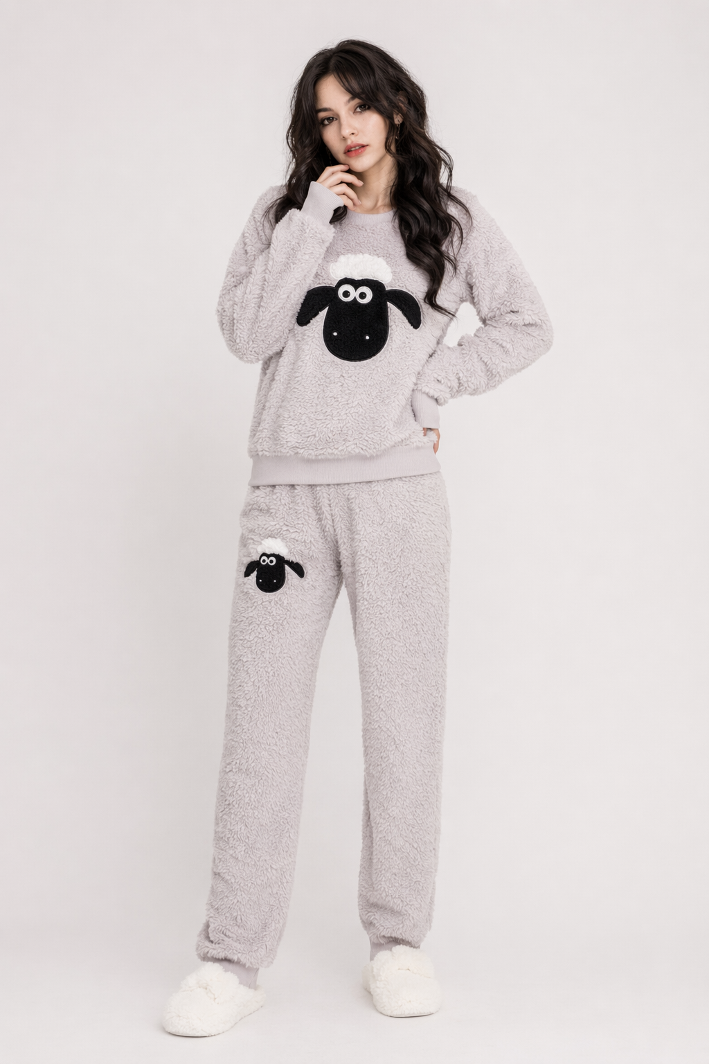 Adorable Fuzzy Pajama Sets for a Cozy Kawaii Look Grey Sheep