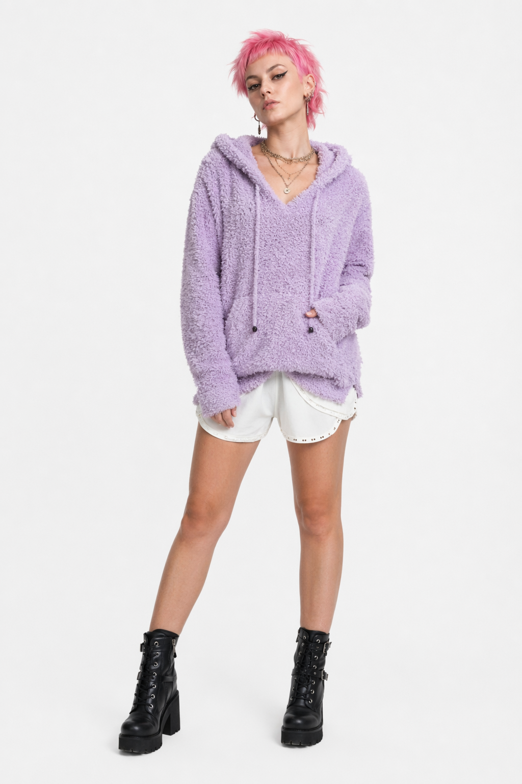 Ultra-Soft Furry Hoodie for Cozy Comfort purple