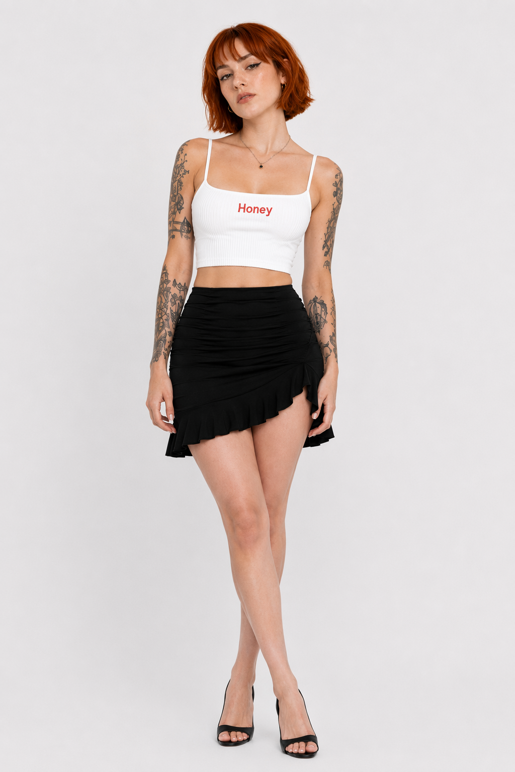 Honey Knit Crop Top for Stylish Summer Weather Wear White