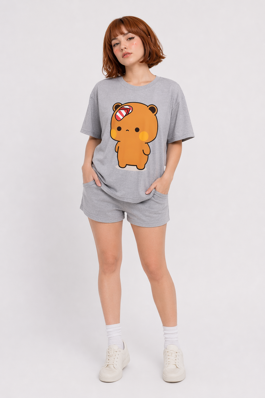 Dudu & Bubu T-Shirt in Breathable Fabric for Everyday Fun 1474 Light Grey
