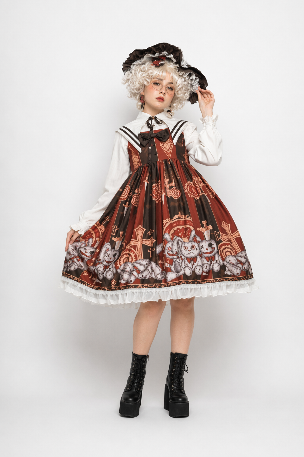 Gothic Inspired Lolita Dress for Kawaii Princesses Brown