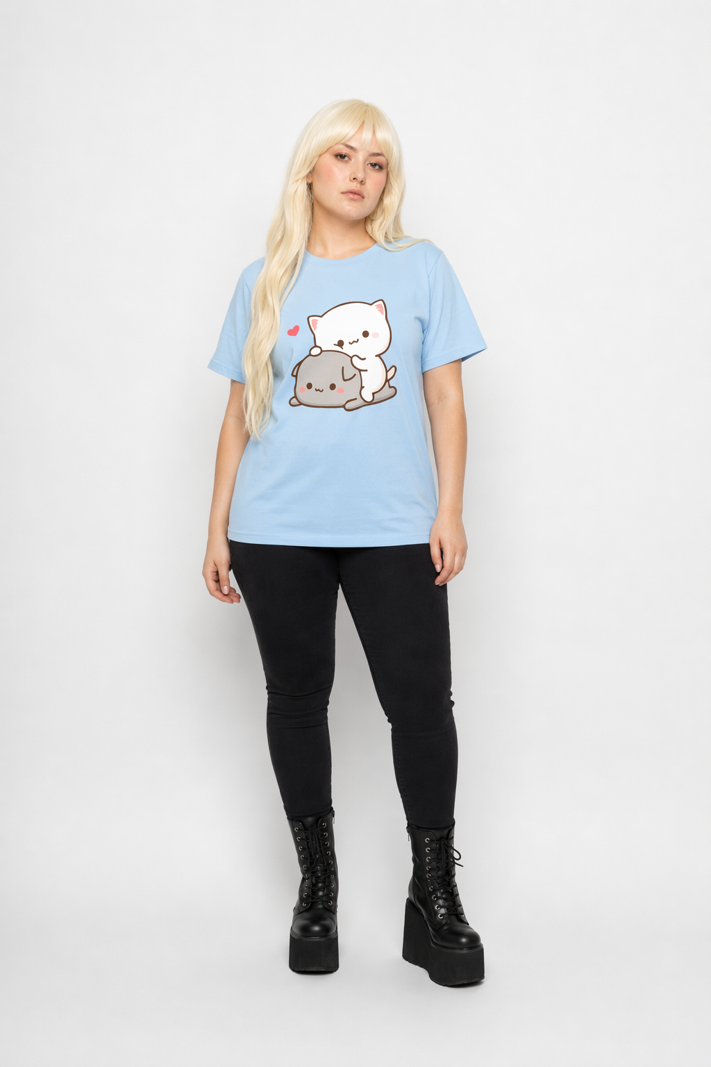 Adorable Peach & Goma T-Shirts for Cute Adventures light-blue