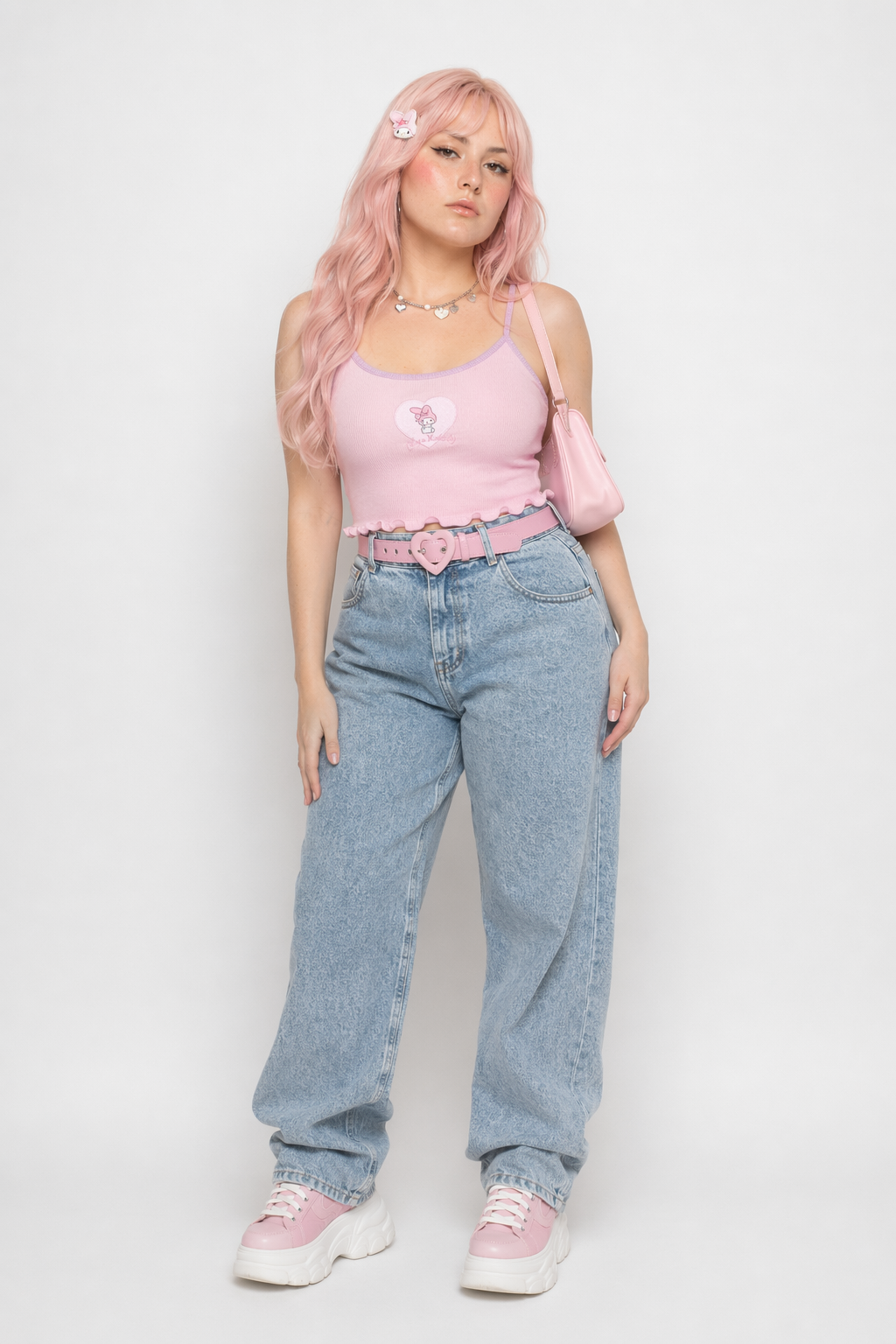 Pastel Fairy-Kei Sanrio Inspired Crop Tops Pink My Melody