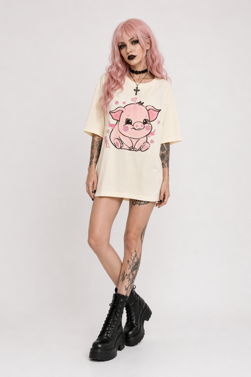 Happy Pig Fluffy Tee for Ultimate Cuteness Overload Apricot