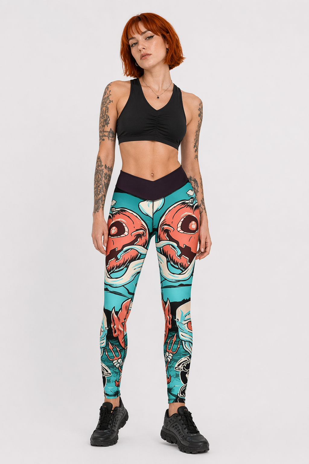 Screaming Pumpkin Printed Leggings for Halloween Enthusiasts XS