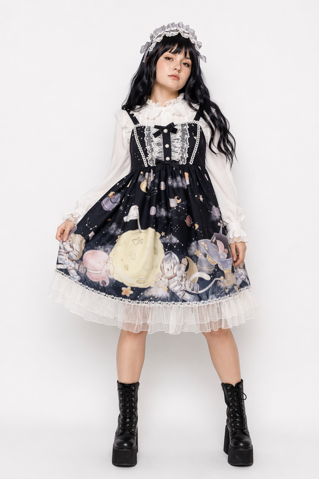 Outerspace Alien Inspired Lolita Dress for Cosmic Princesses Black Dress