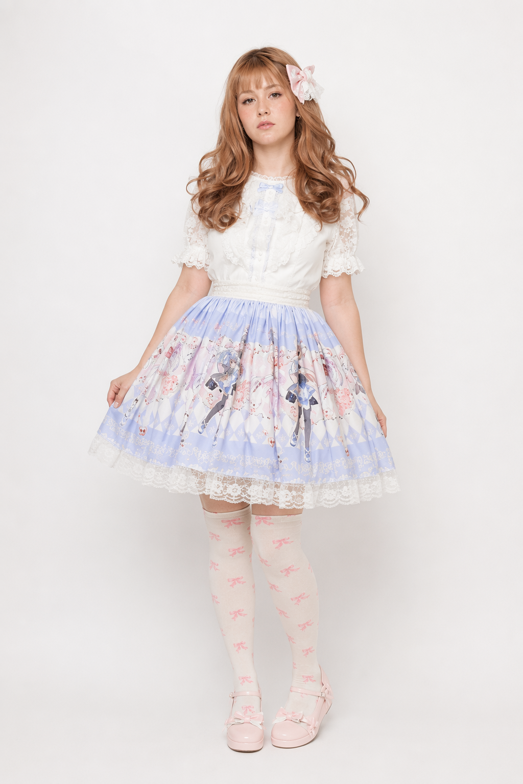 Pastel Anime Girl Lolita Skirt in Kawaii Fairy Kei Style L