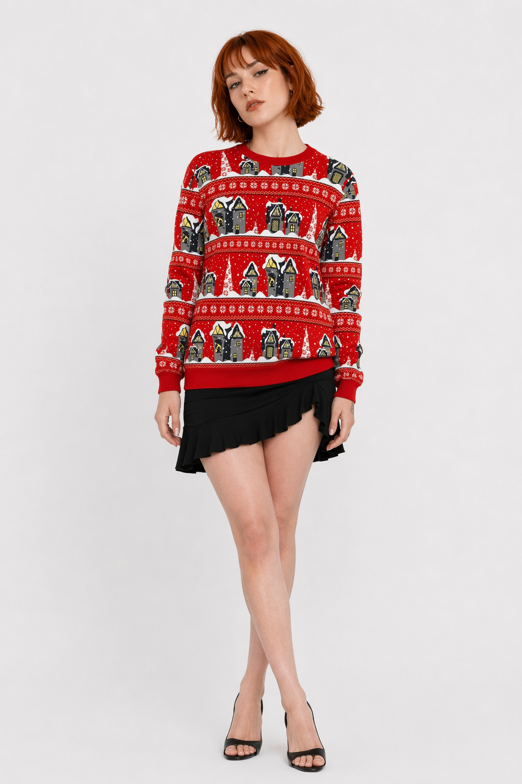 Cozy Christmas Crewneck Sweaters for Holiday Cheer Snow Village
