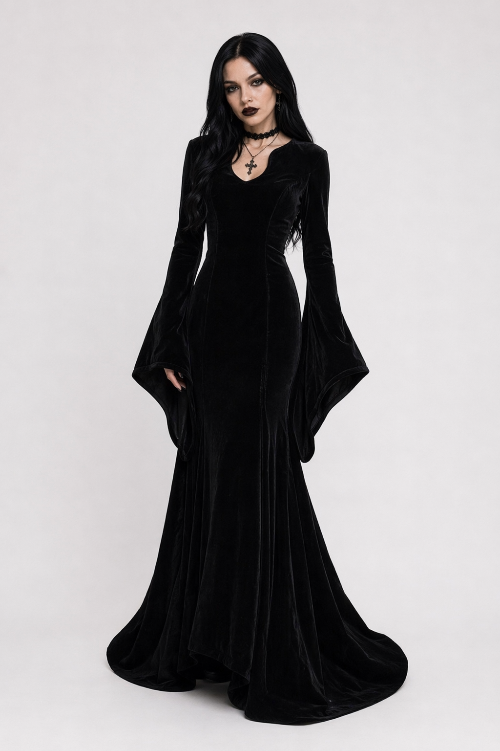 The Addams Family Wednesday Morticia Cosplay Costume Default