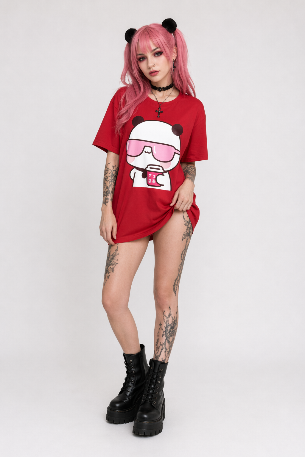 Cute Couple Dudu & Bubu Matching Shirts for Playful Couples 2399 Red