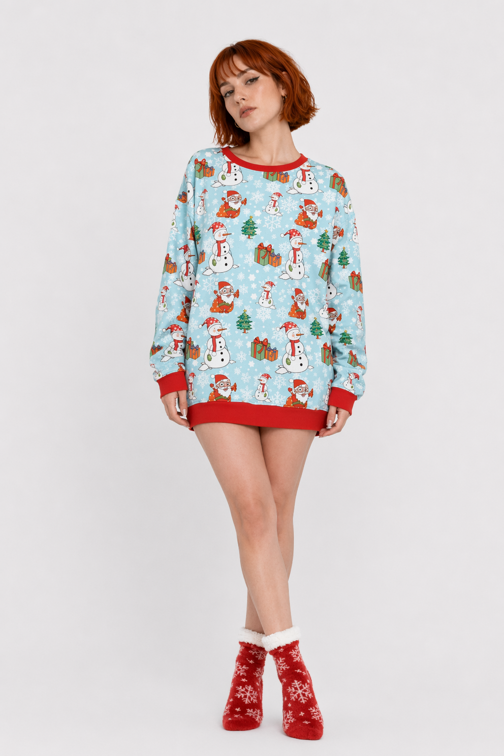 Cozy Christmas Crewneck Sweaters for Holiday Cheer Light Blue