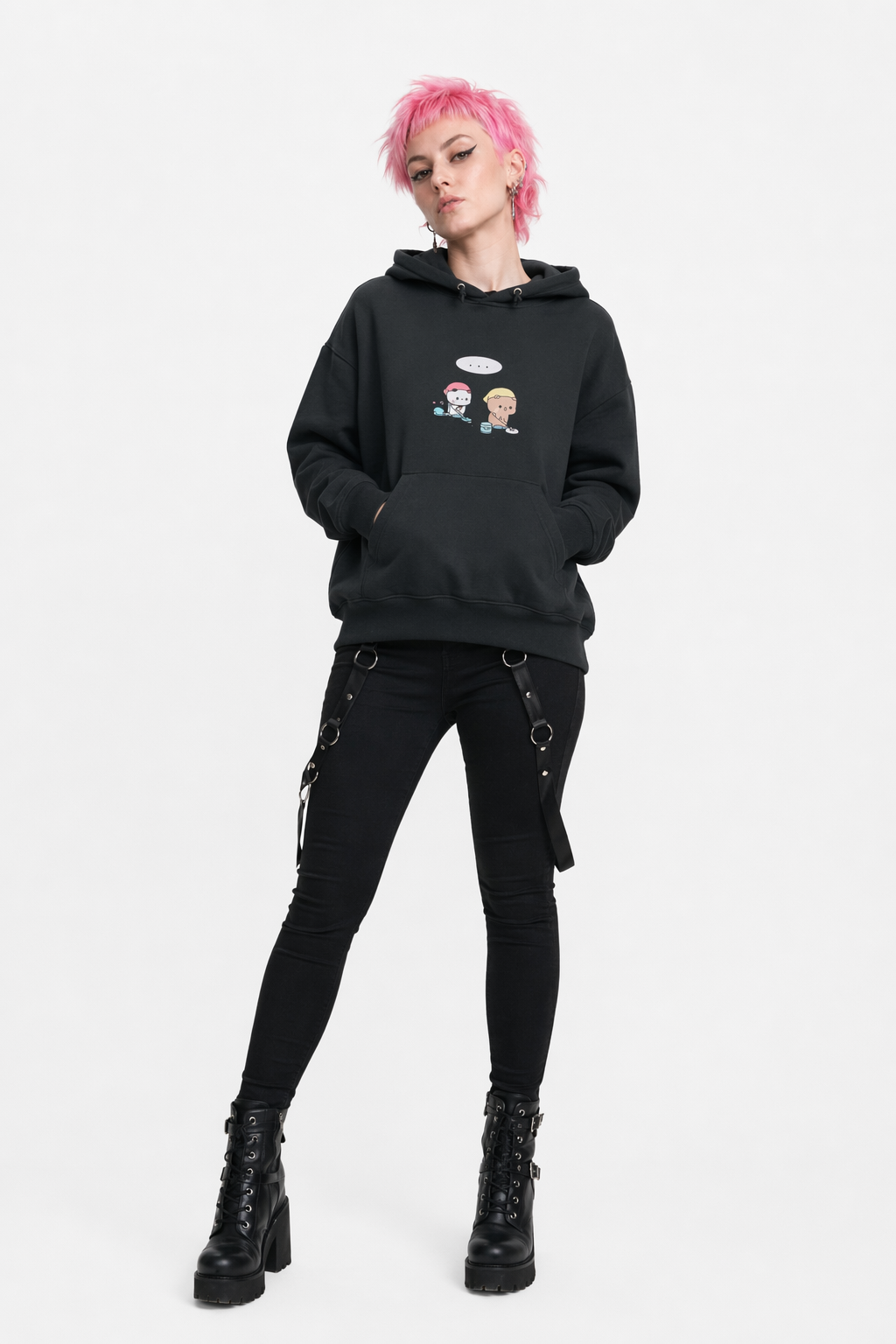 Dudu Bubu Cleaning Hoodie for Fun and Cozy Everyday Wear Black