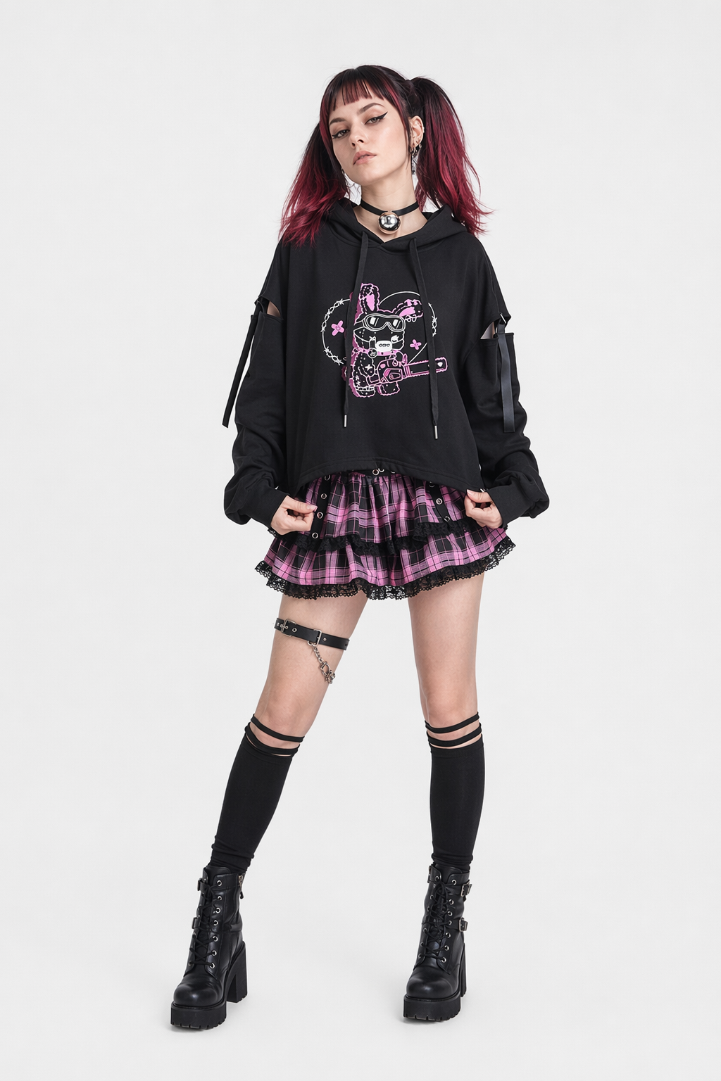 Pastel Goth I'll End You Chainsaw Bunny Hoodie for Year-Round Wear XL