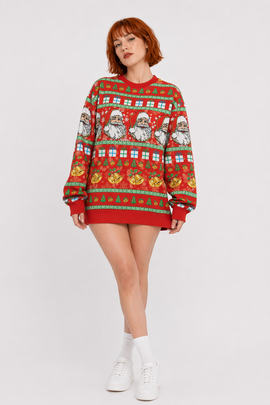Cozy Christmas Crewneck Sweaters for Holiday Cheer Red Santa