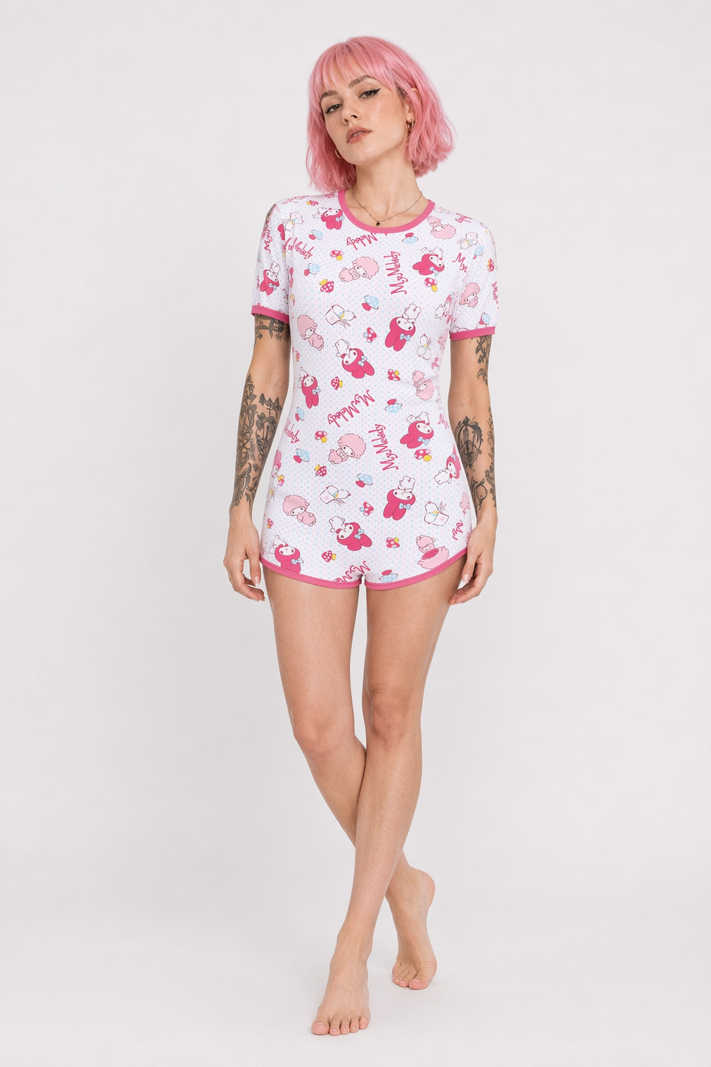 Pink My Melody Bunny Adult Onesie with Snap Crotch for Cozy Lounging XXXL