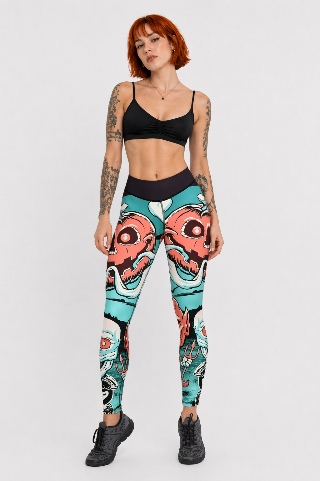 Screaming Pumpkin Printed Leggings for Halloween Enthusiasts XL