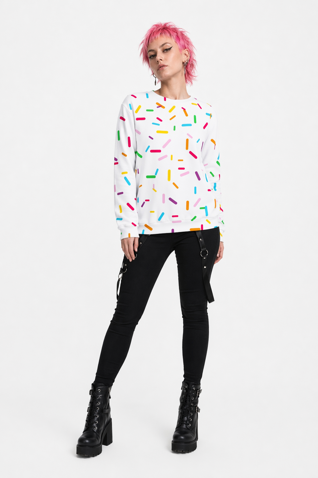 90s-Inspired Bold Crewneck Sweater for Unique Style Confetti
