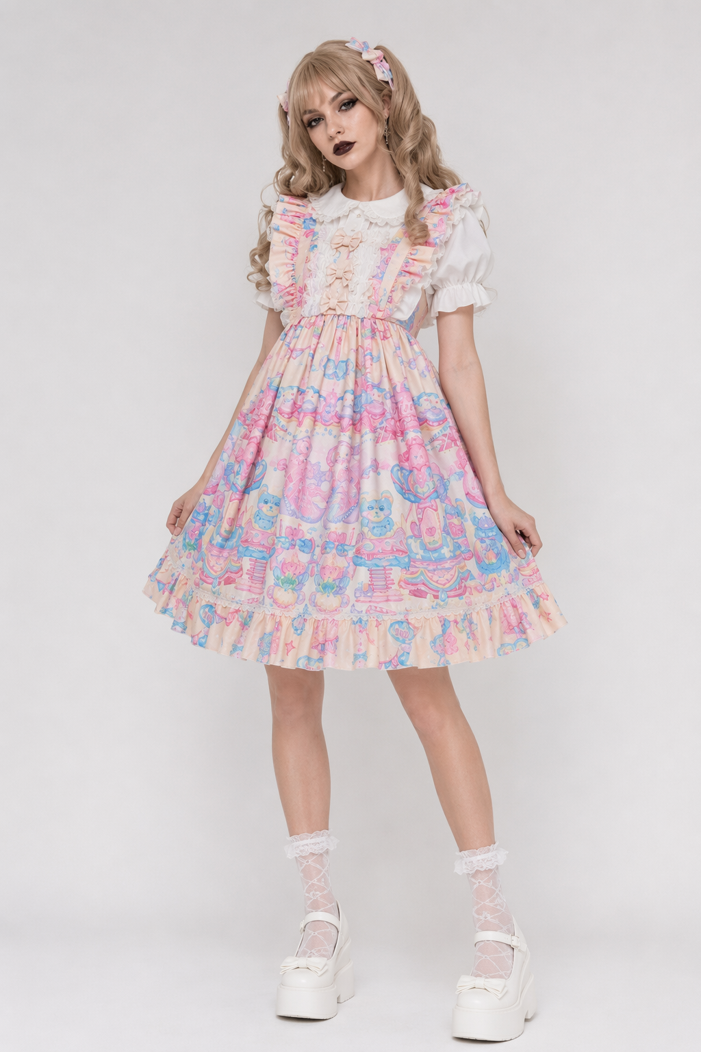Bubblegum Lolita Dress 92cm Bust for Kawaii Birthday Parties Beige