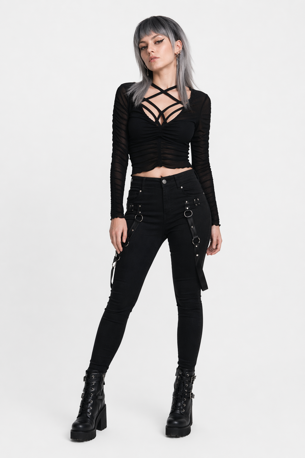 Elegant Diamond Shaped Chest Harness with Gothic Romantic Flair L