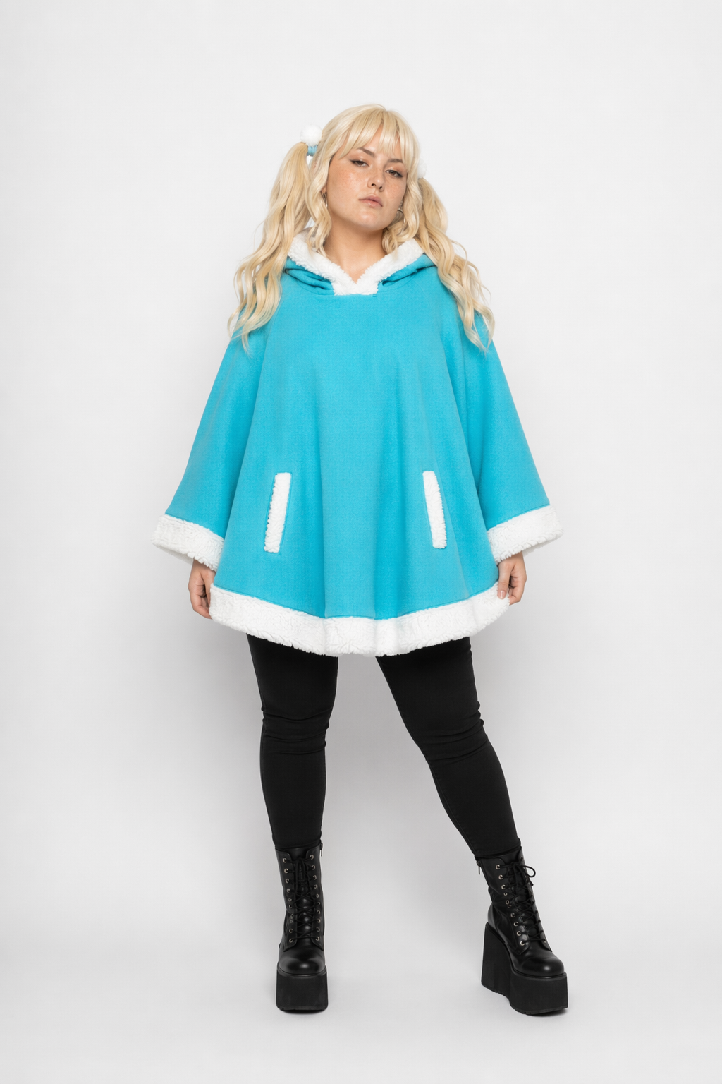 Cozy Kawaii Poncho in Assorted Colors for Daily Snuggles Teal