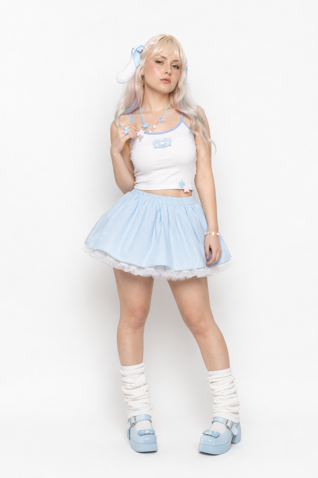 Pastel Fairy-Kei Sanrio Inspired Crop Tops White Cinnamoroll