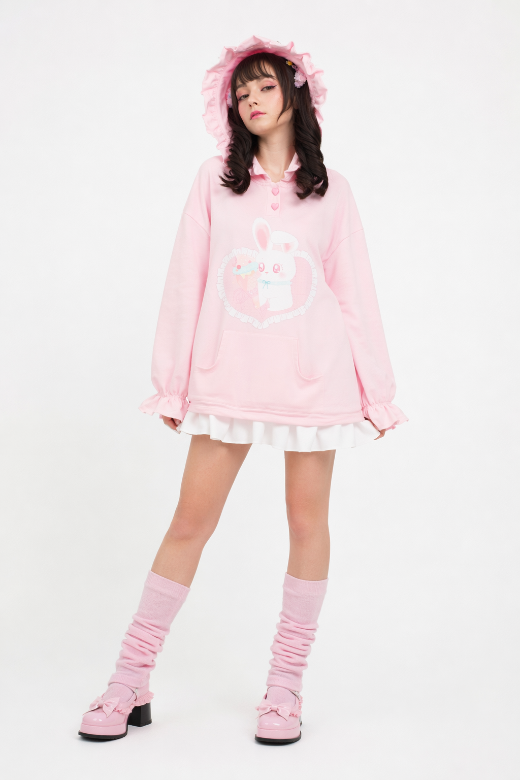 Kawaii Baby Bun Hoodie with Ice Cream Design for Little Ones M