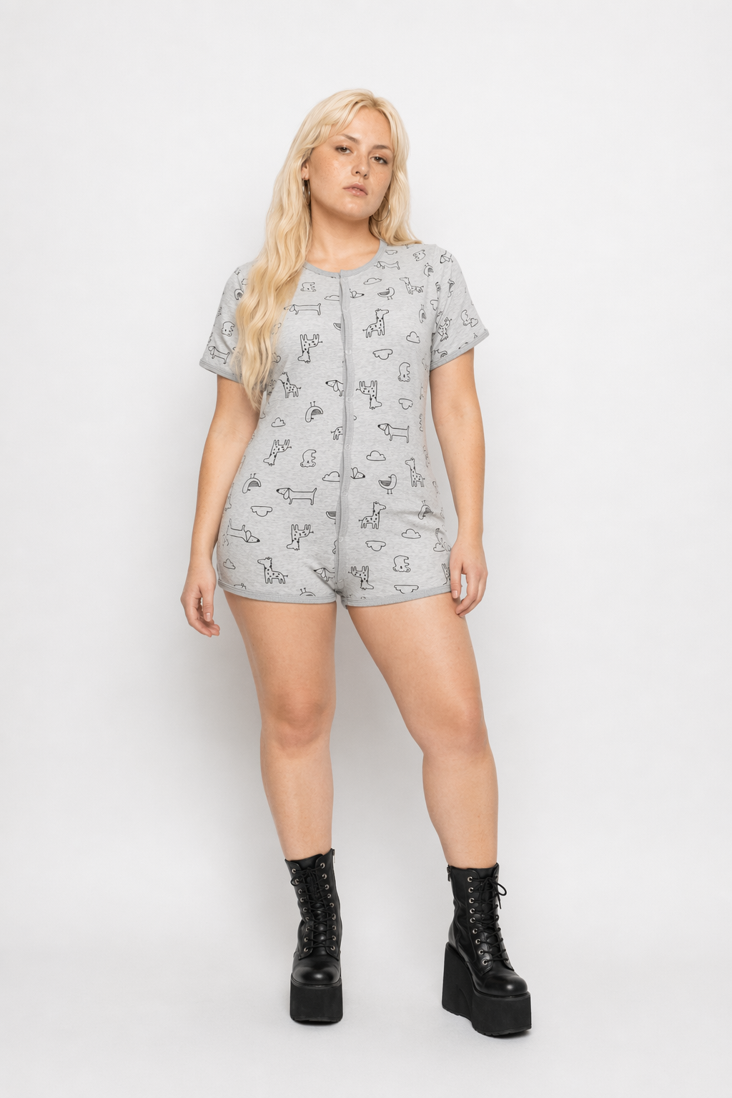 Adorable Animal Print Onesie in Soft Grey Now In Stock XL