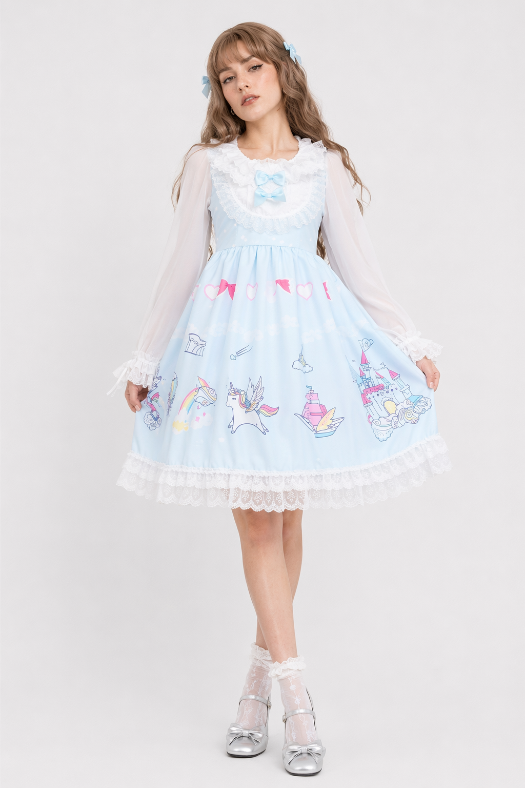 Enchanted Kingdom Traditional Lolita Dress for Young Princesses Blue Dress