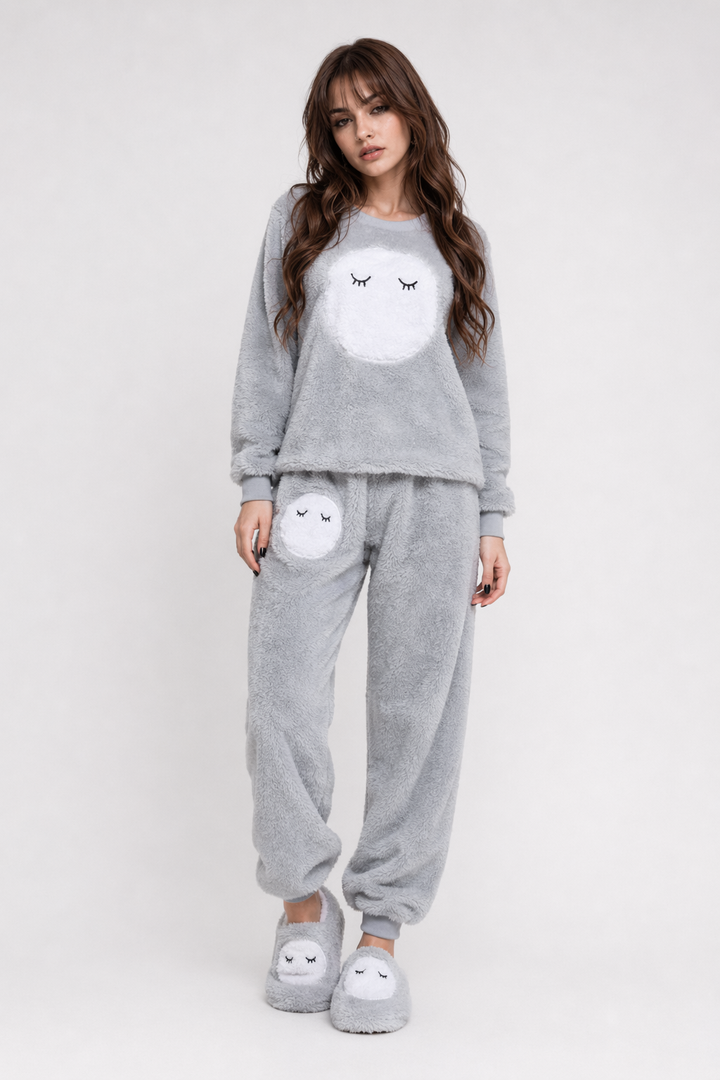 Adorable Fuzzy Pajama Sets for a Cozy Kawaii Look Grey Owl