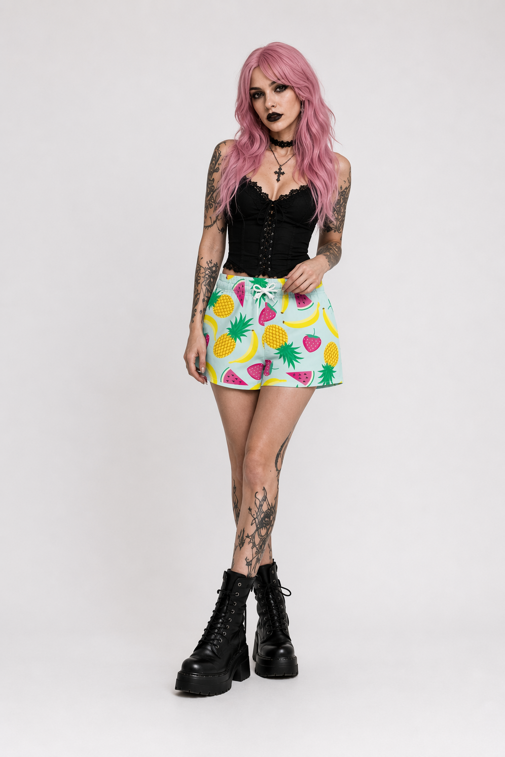 Blue Tropical Fruit Shorts for Summer Fun and Activities XL