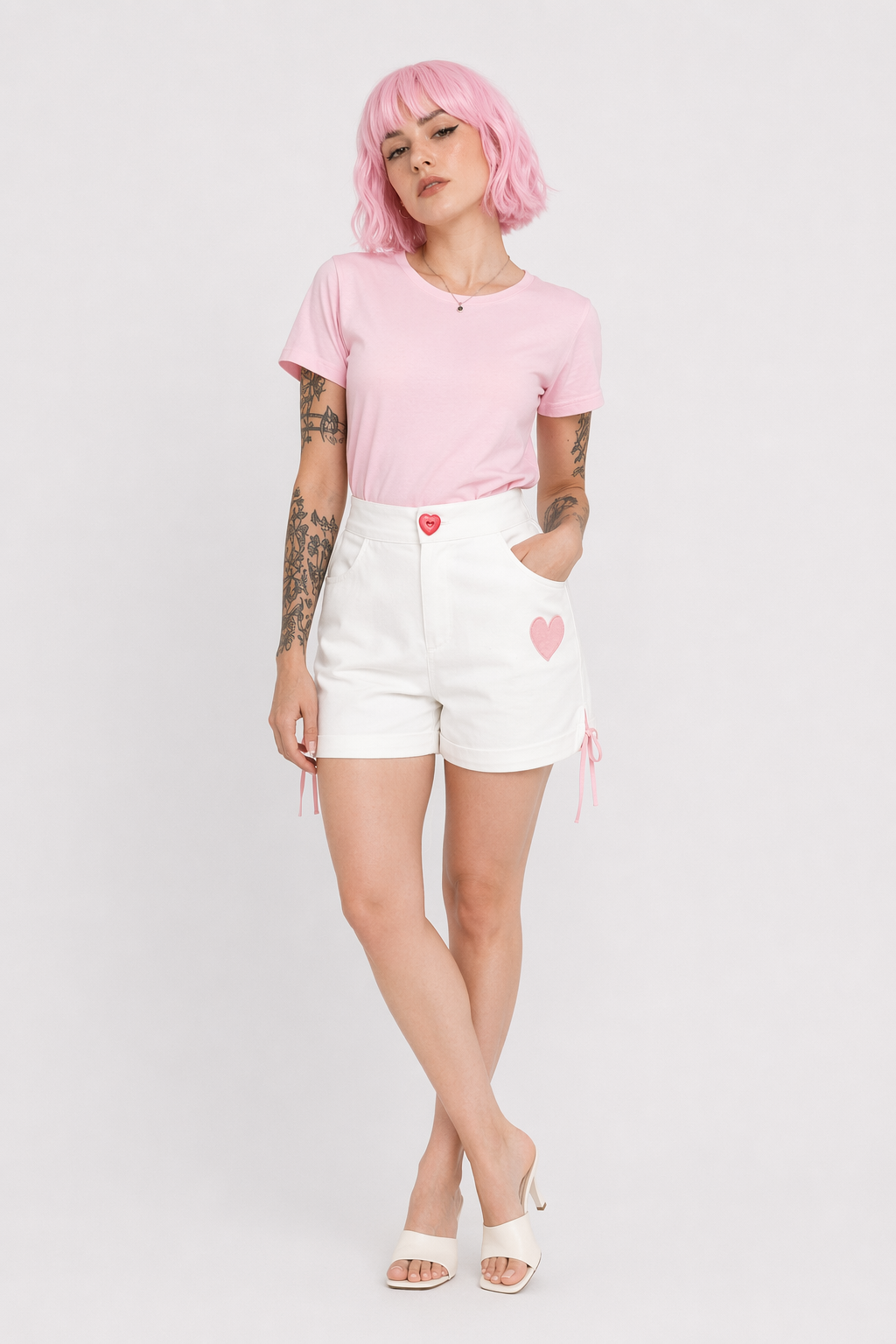Sweet Heart Shorts for Summer Lounging White