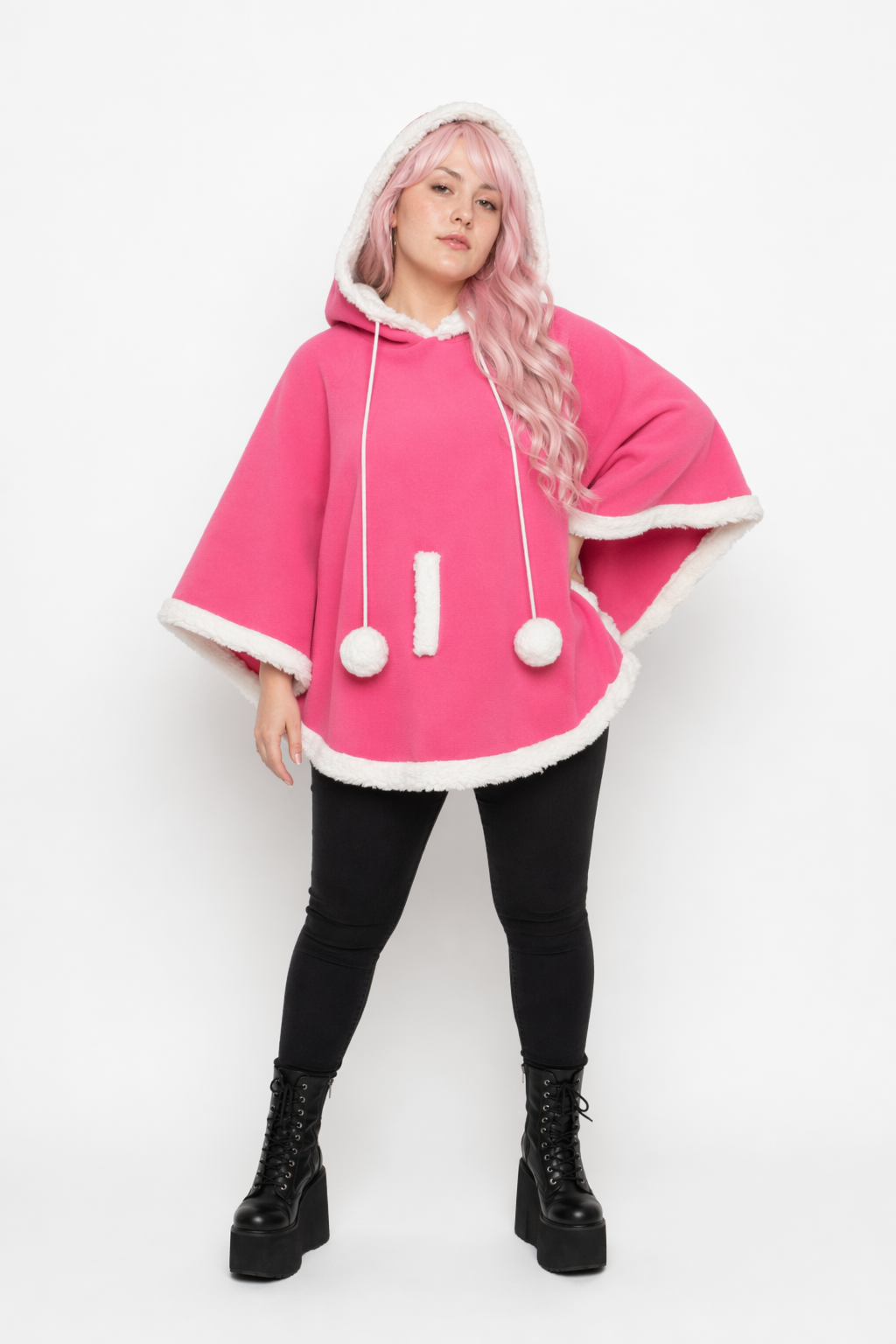 Cozy Kawaii Poncho in Assorted Colors for Daily Snuggles Fuschia