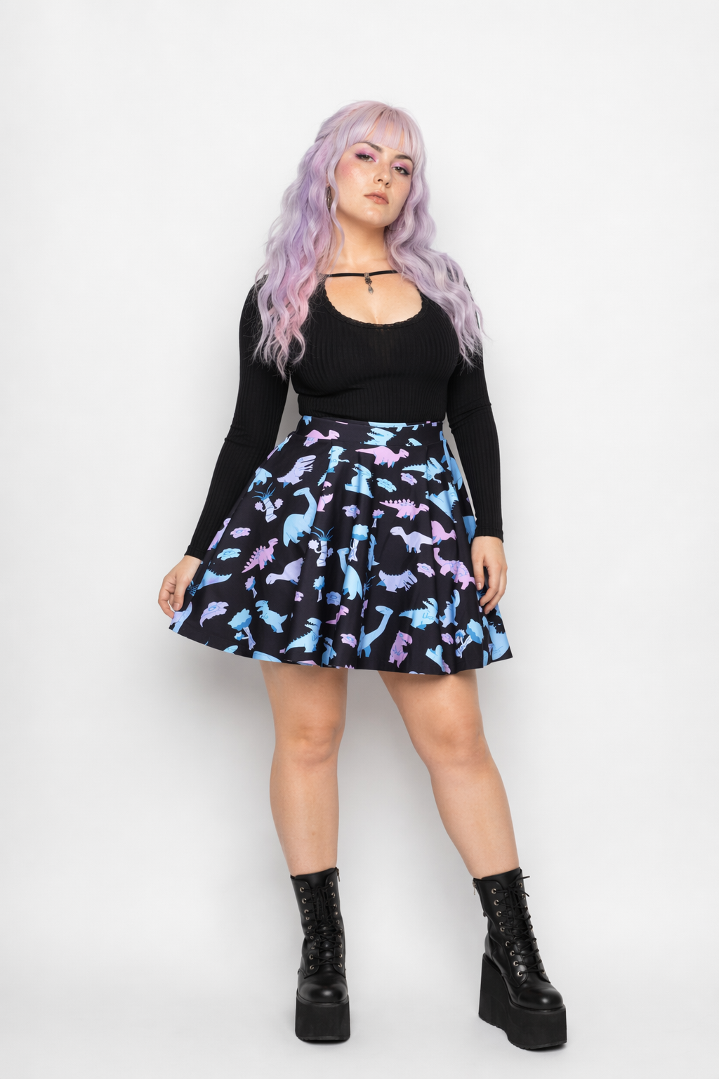 Pastel Goth Dinosaur Skirt for Cute Dino Princess Vibes L