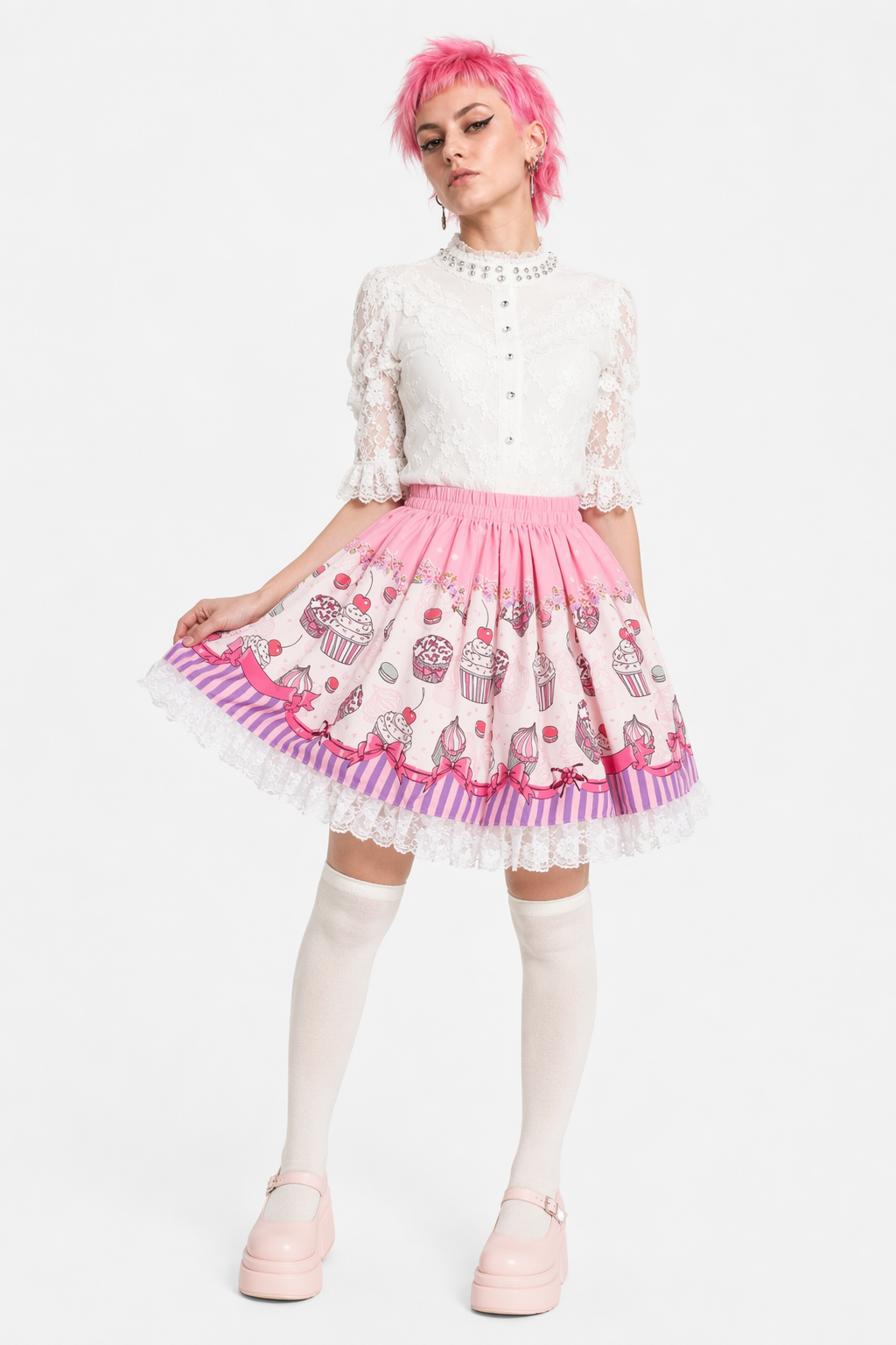 Sweet Cupcake Lolita Skirt with Ruffle and Lace Details 4XL