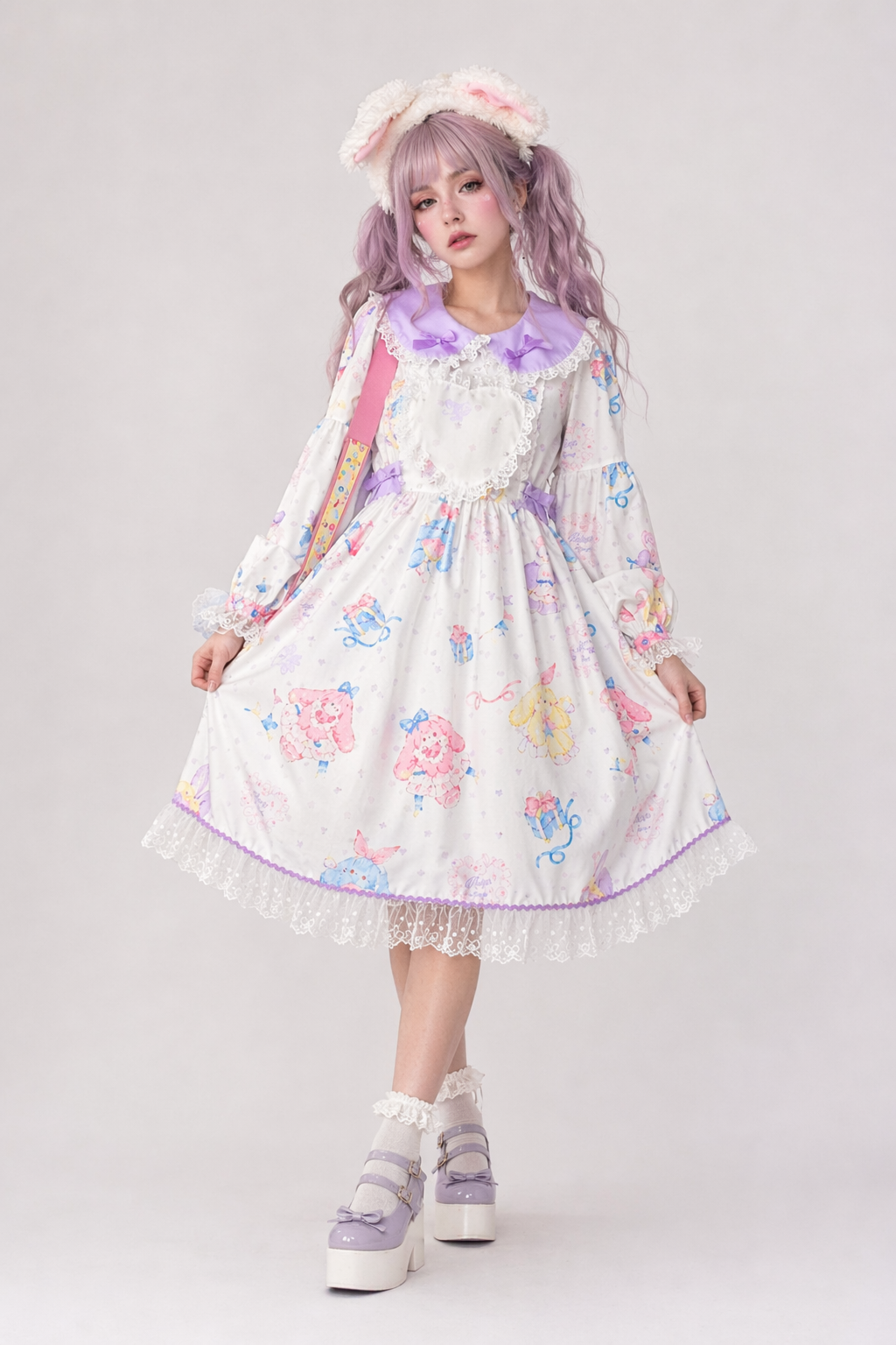 Fairy Kei Bunny Rabbit Lolita Dress for Pastel Princesses White