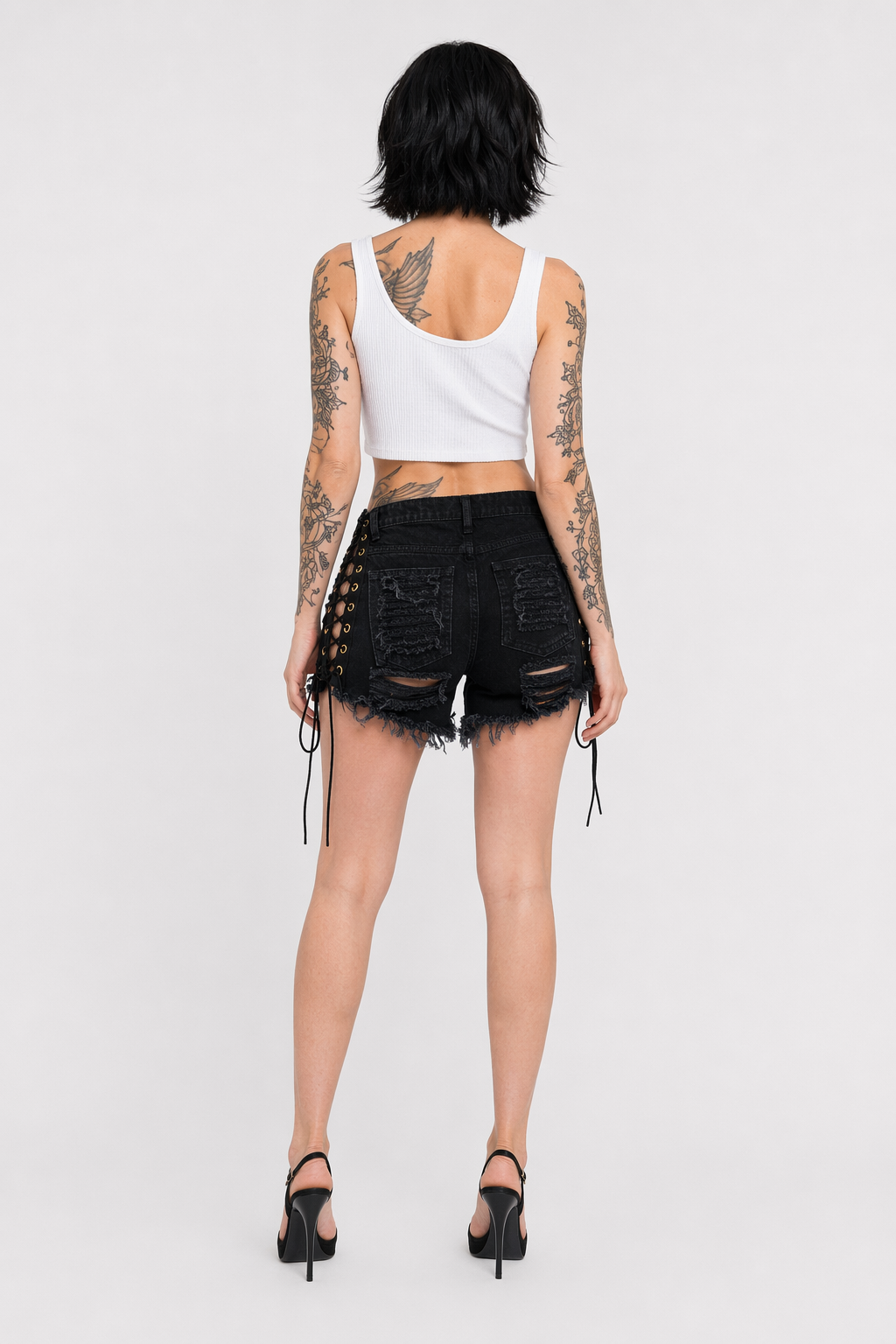 Lace-Up Corseted Shorts for Punk Rock and Goth Fashion Style XL