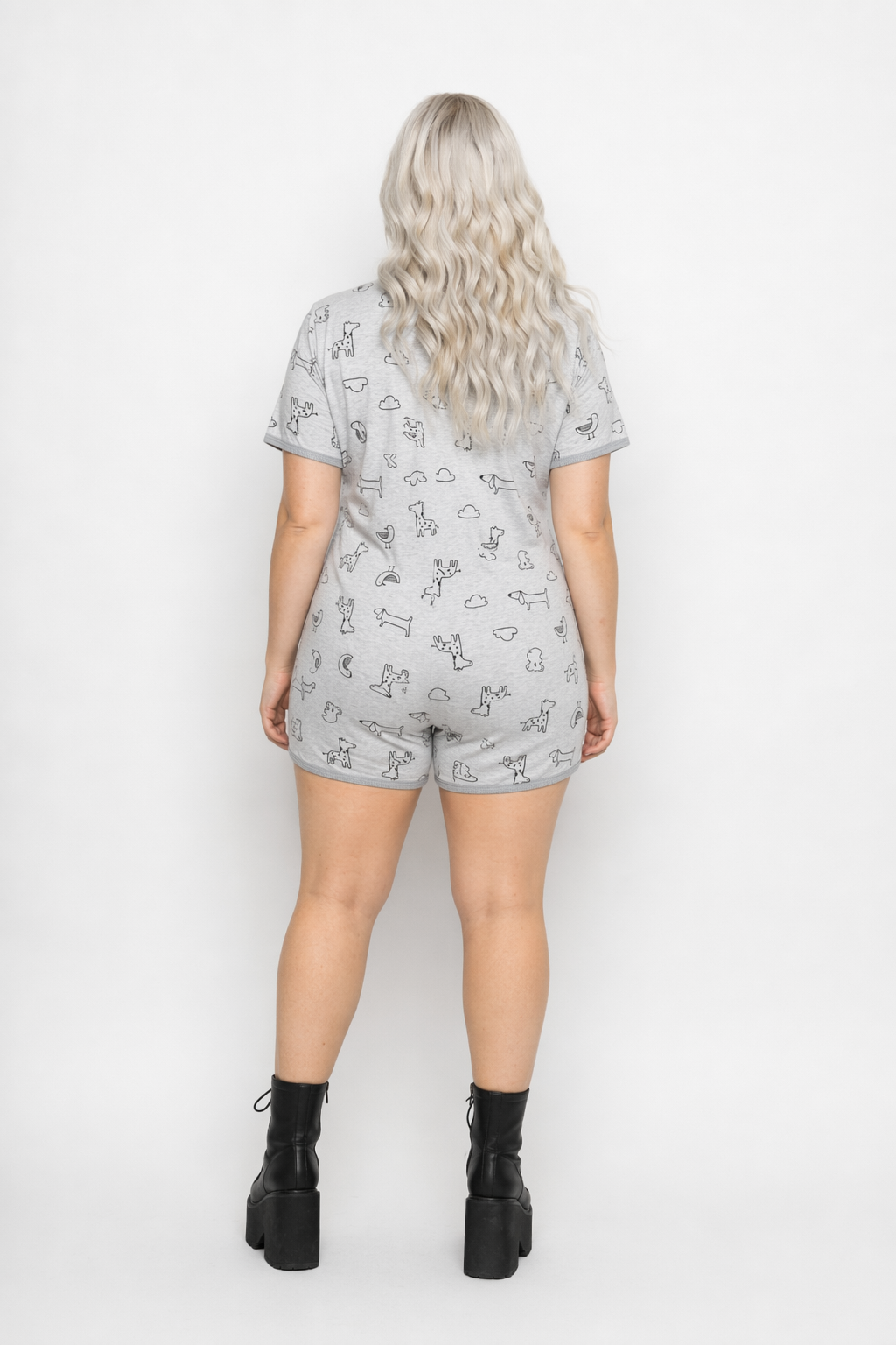 Adorable Animal Print Onesie in Soft Grey Now In Stock XXXL