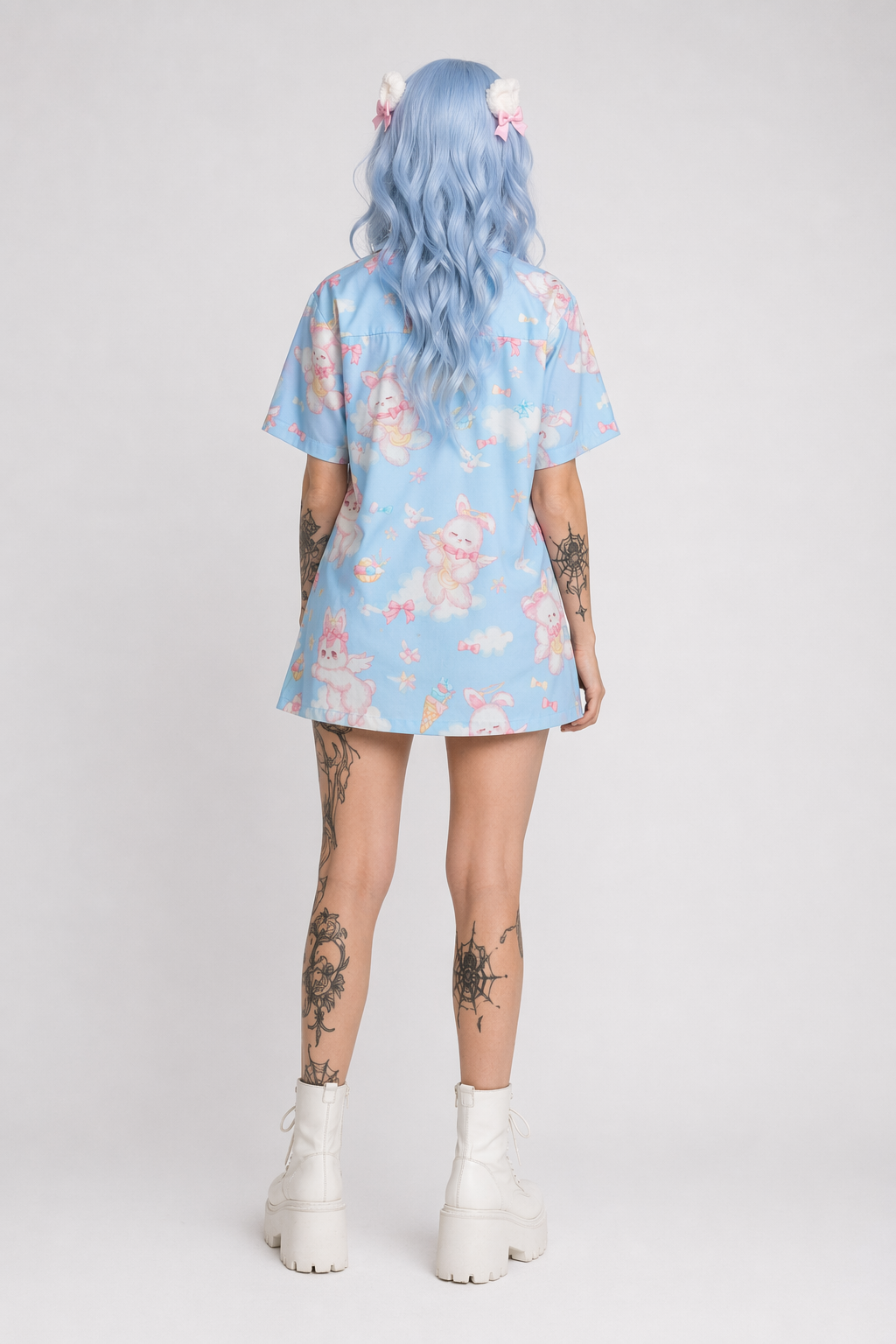 Angel Bunny Button-Up for Ultimate Kawaii Comfort and Irresistible Cuteness Blue