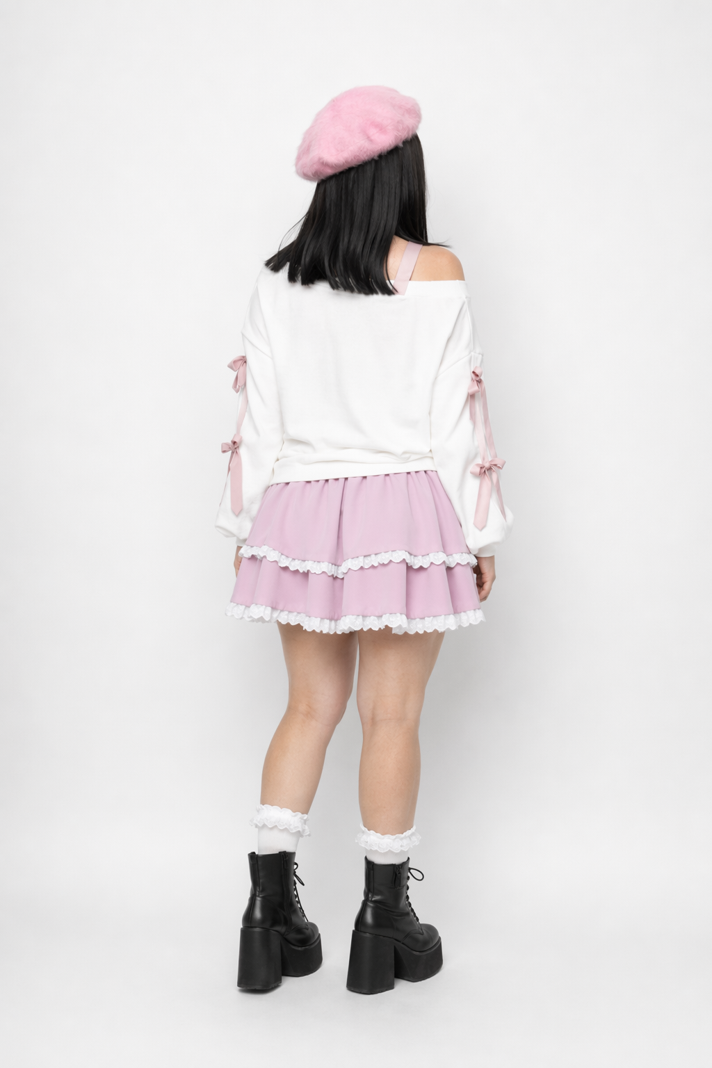 Pastel Goth Surprise Outfit with Heart Top and Layered Skirt Pink Skirt