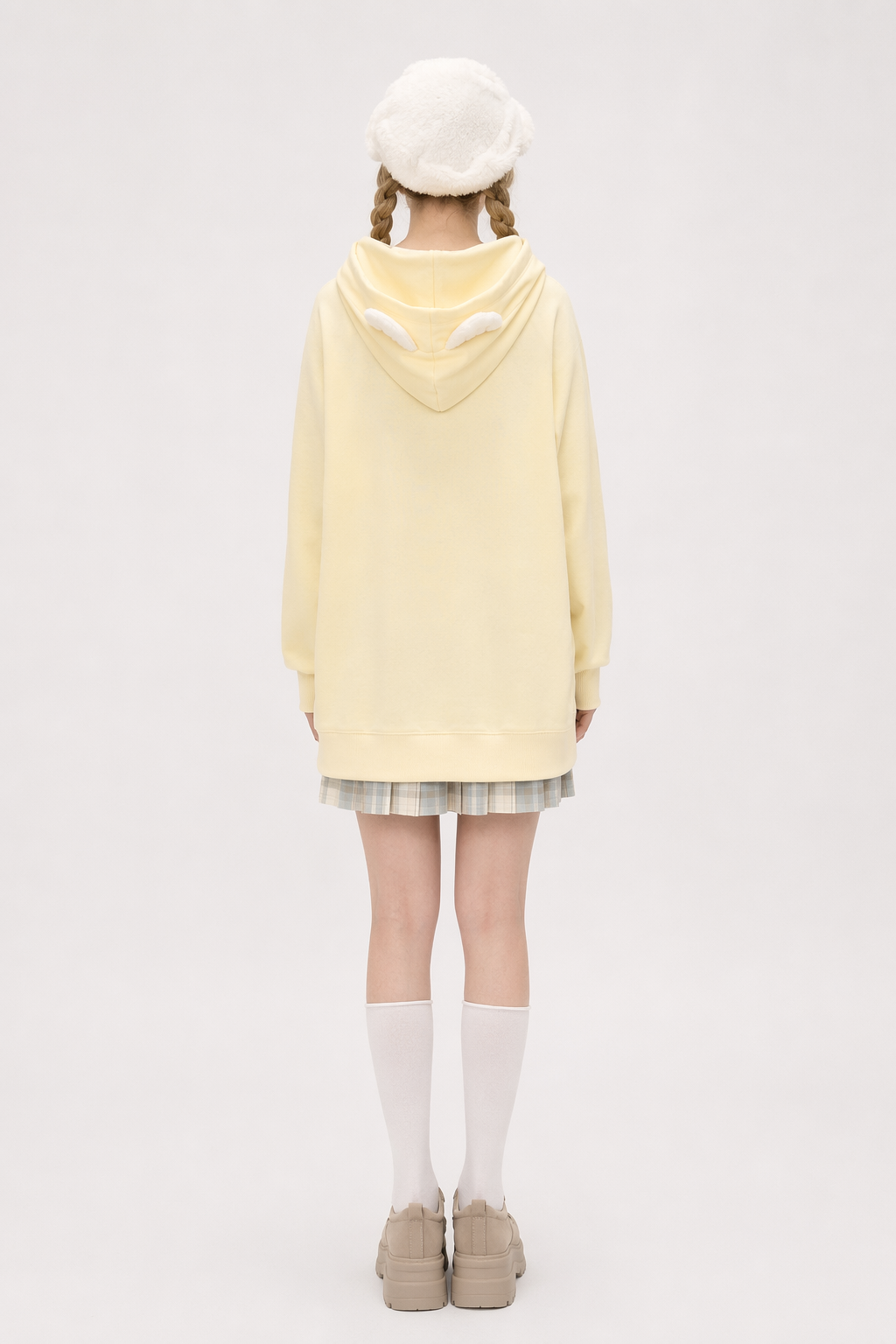 Kawaii Pastel Yellow Baby Sheep Hoodie with Angel Wings XXXL