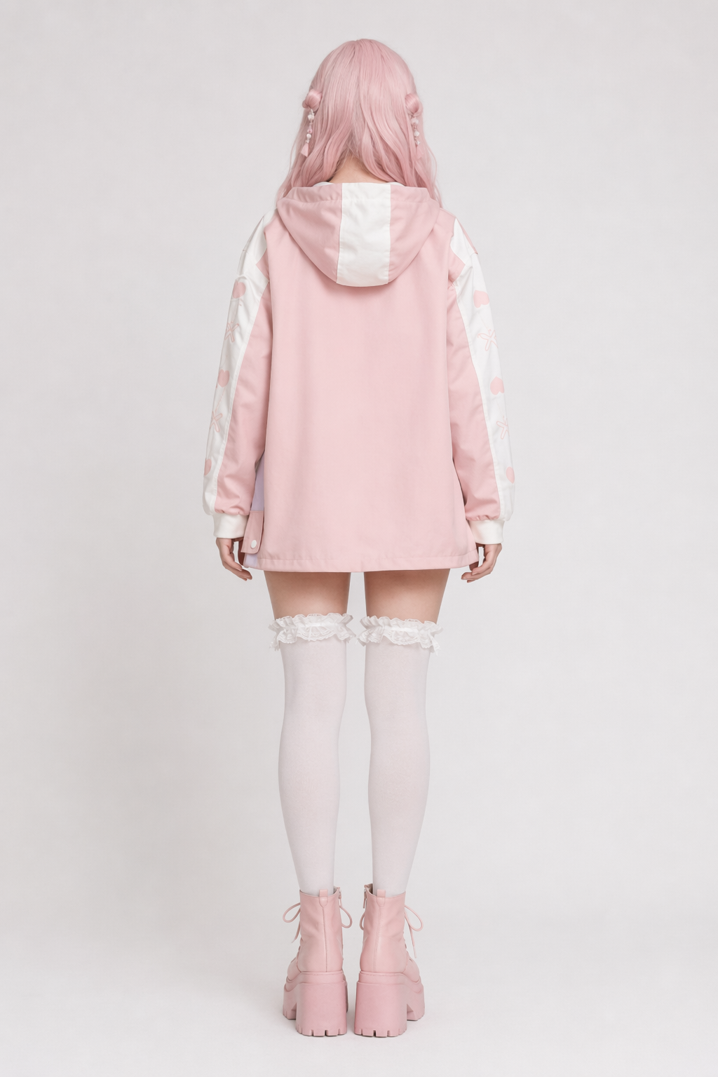 Pastel Windbreaker Coat in Candy Colors for Fairy-Kei Fashion Pink