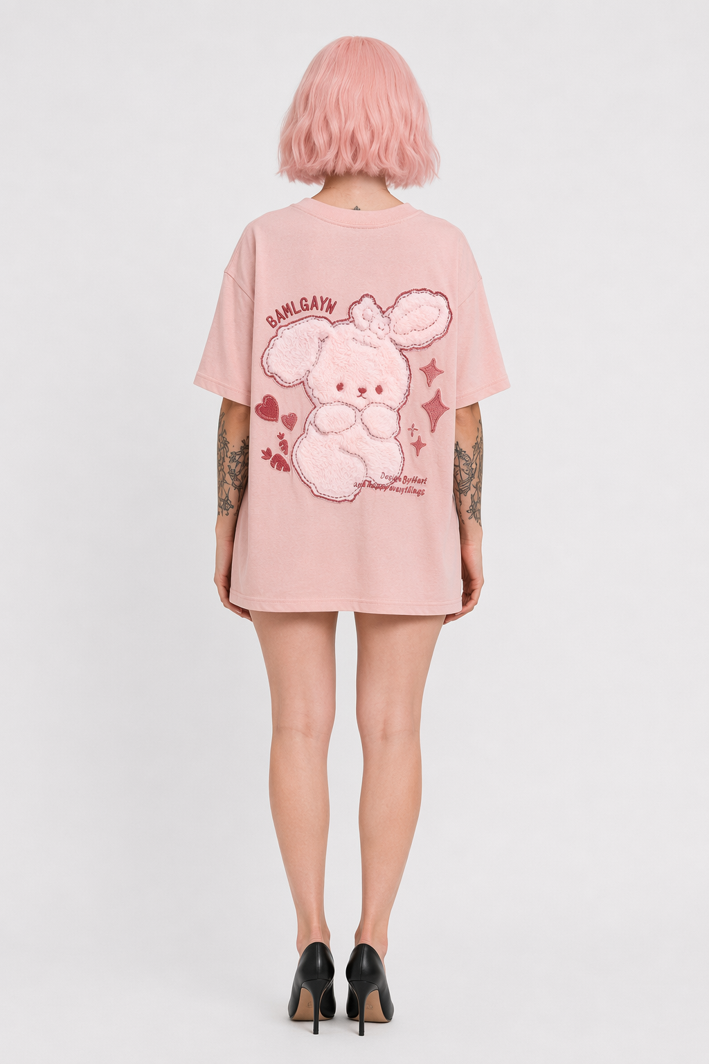 Pink Bunny Fluffy Tee for a Playful and Adorable Look Pink