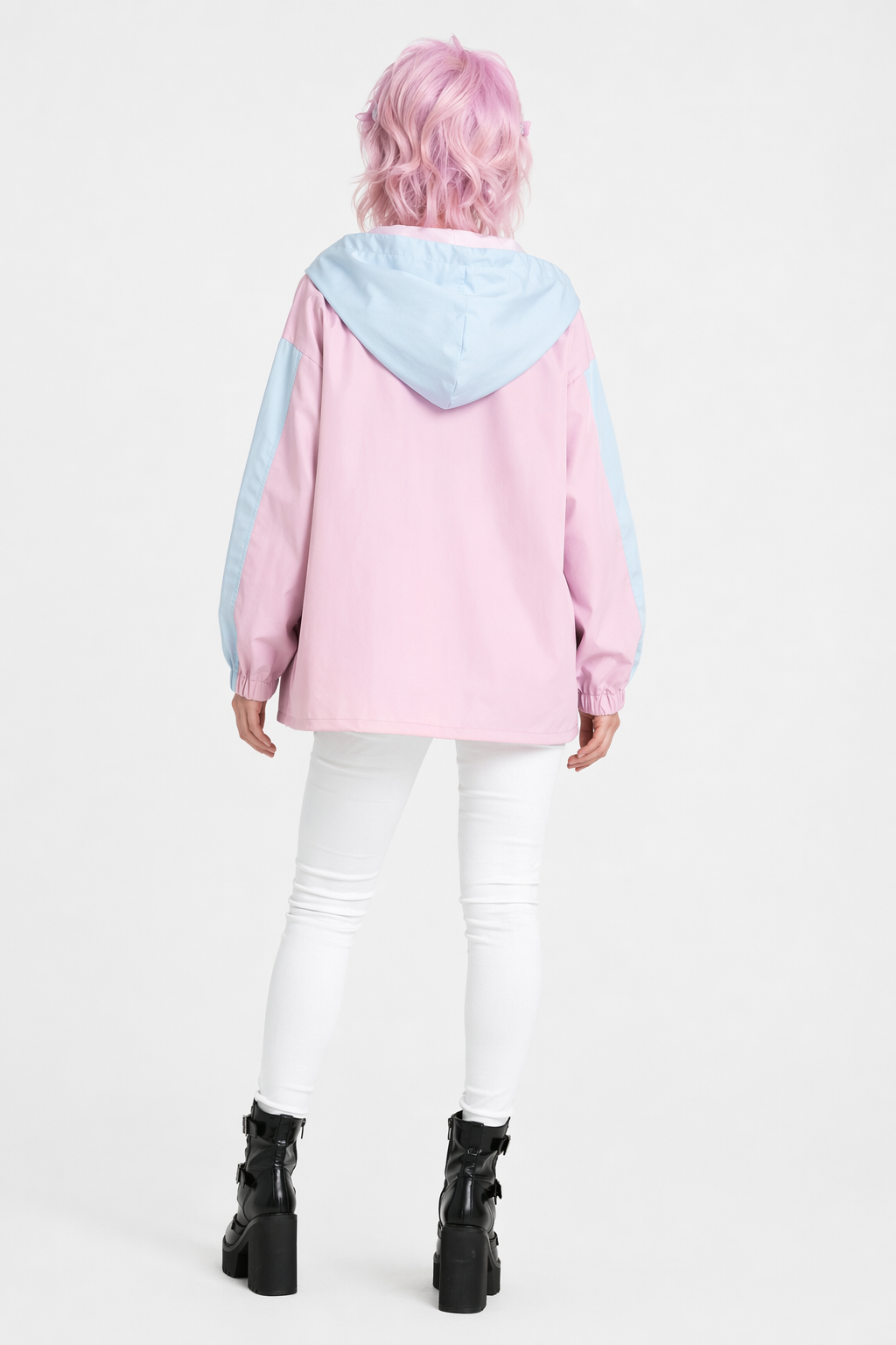 Pastel Love You Windbreaker Coat Inspired by Fairy Kei Fashion Pink