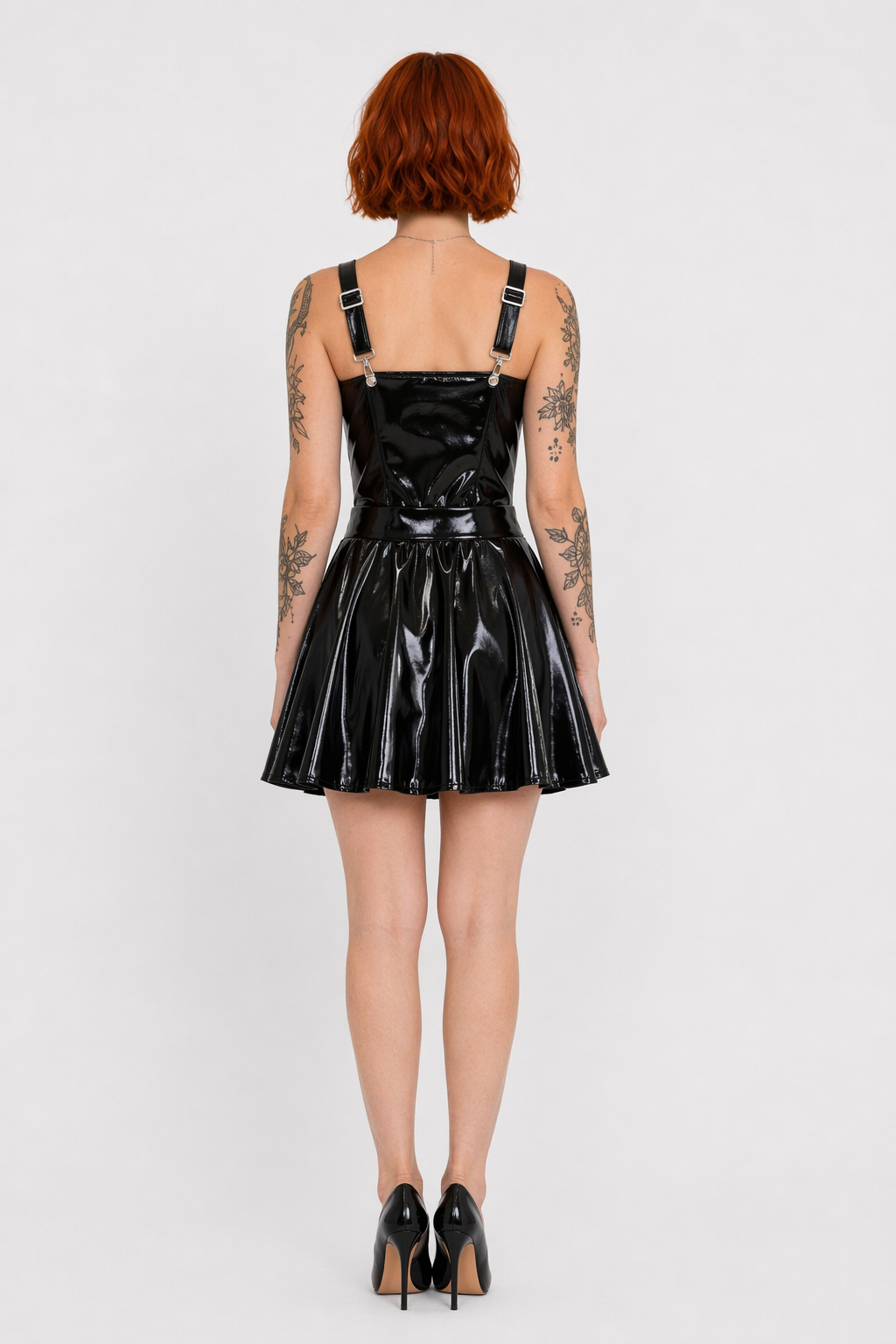 Holographic Suspender Overall Jumper Dress in New Condition Black