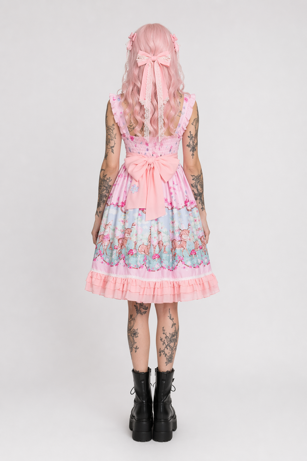 Pastel Baby Deer Lolita Dress for a Kawaii Princess Look Pink