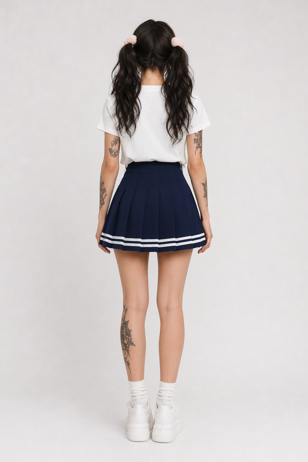 Kawaii School Girl Tennis Skirt with Perfect Pleating Navy