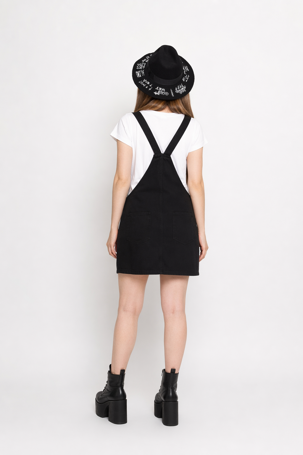 Adorable Black Jean Romper with Neko Cat Face Design XXXL